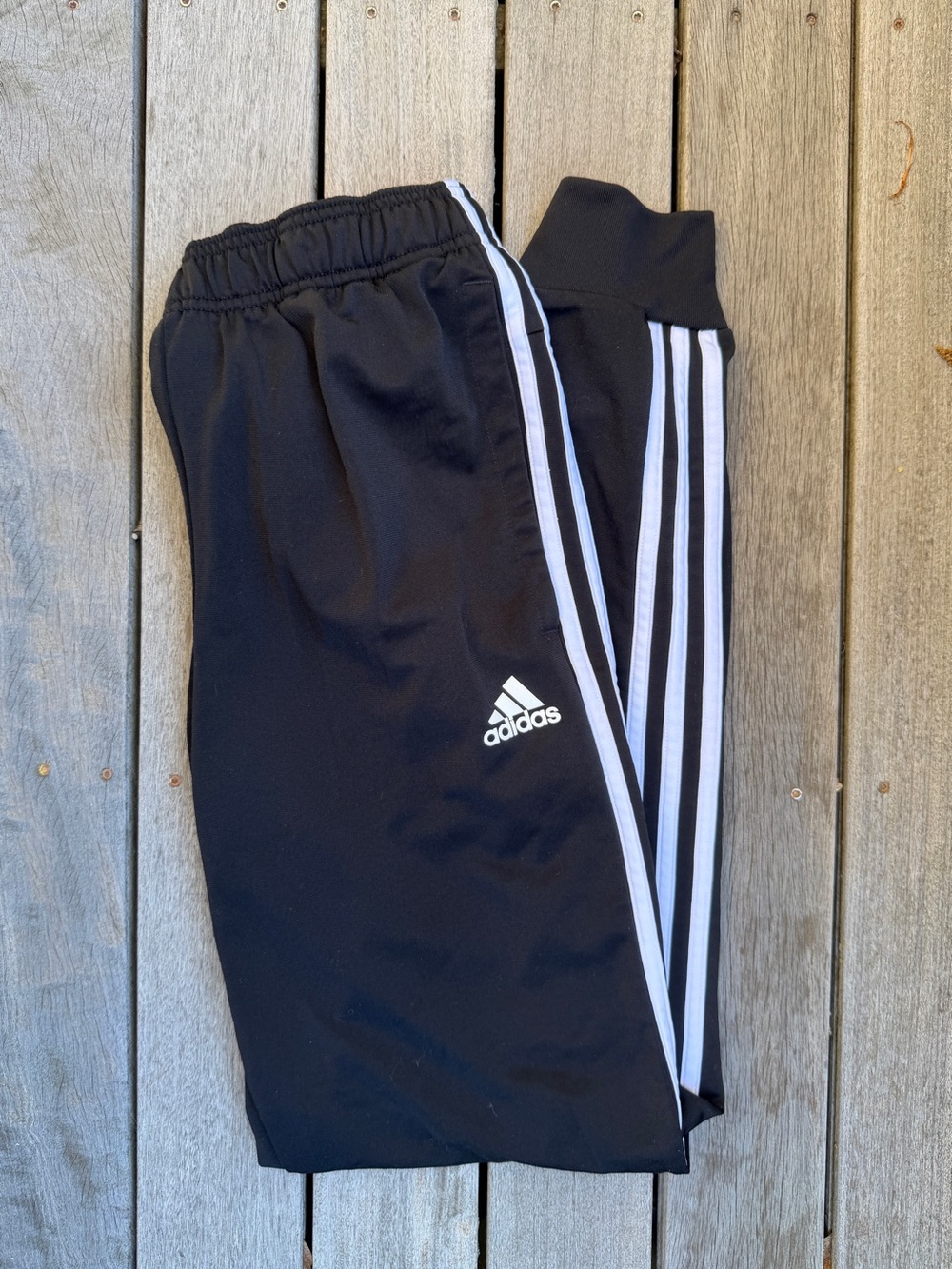 Adidas Men’s S Black Jogger Sweatpants with Logo Blk w/White Stripes